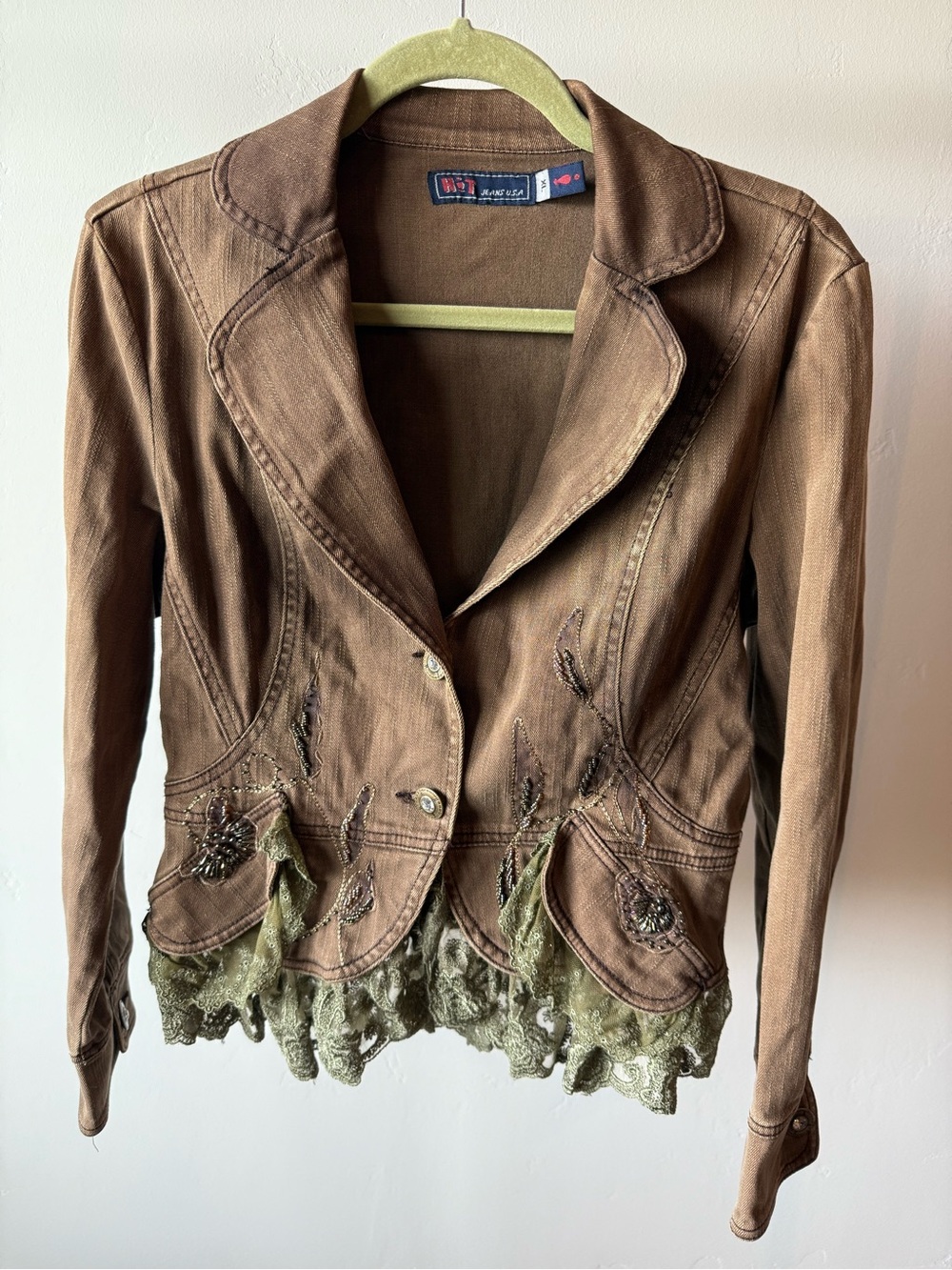 Y2K Vintage brown denim lace jacket